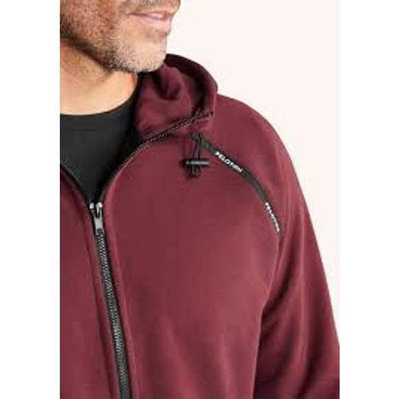 Peloton Cozy Fleece Taped Full Zip Up Mens Size Large Maroon Black NWT - Picture 8 of 10